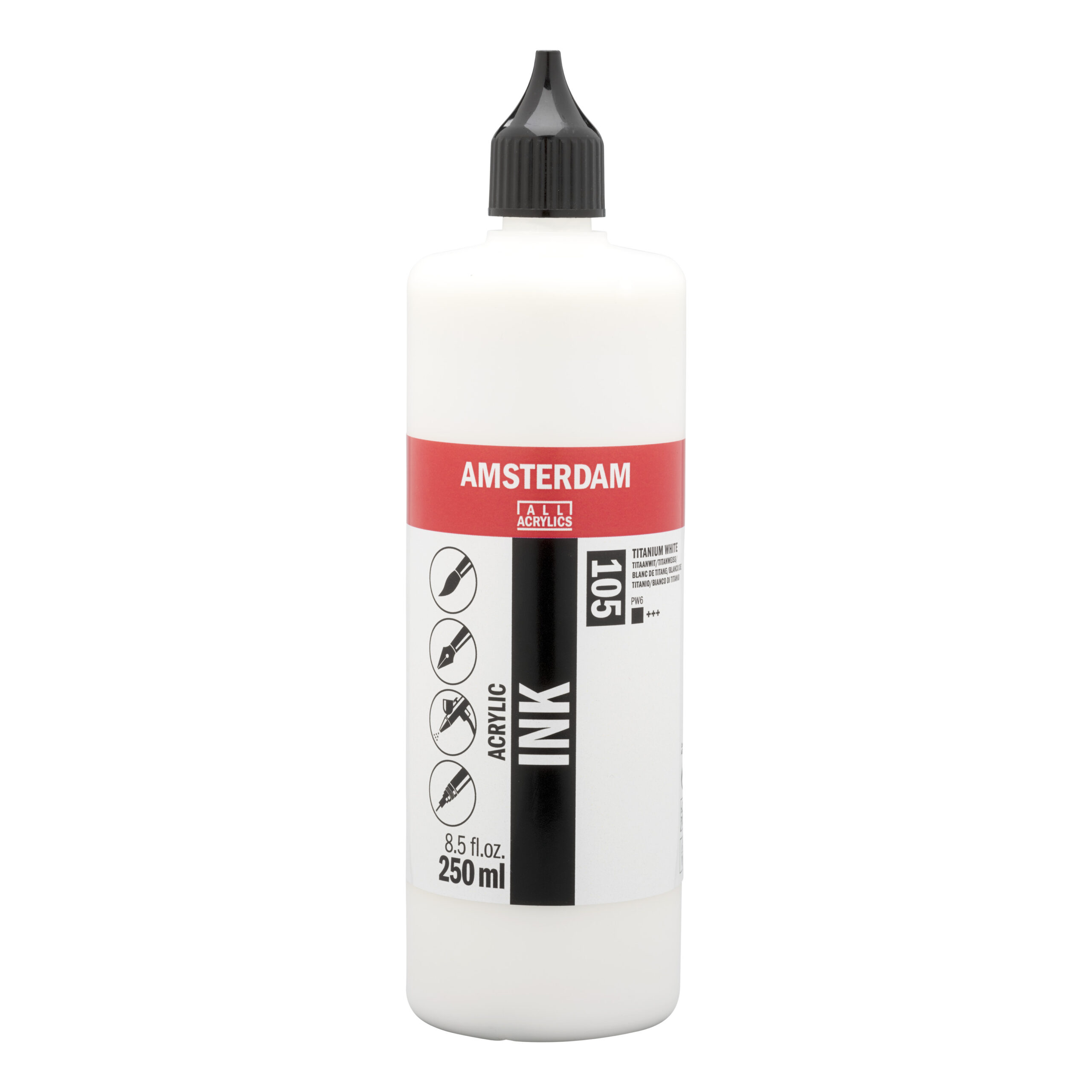 Amsterdam Acrylinkt Fles 250 ml Titaanwit 105