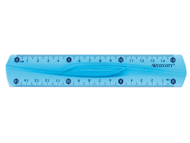 Liniaal Westcott 15cm flex transparant assorti kleuren:
