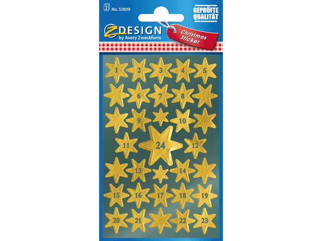 Etiket Z-design Christmas gouden sterren - 2 vel - AV-52809