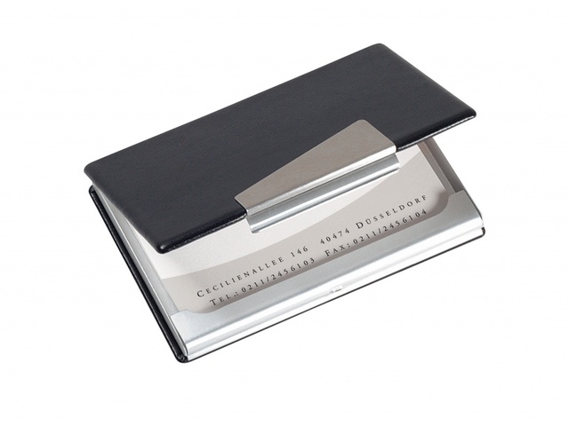 Visitekaartetui Sigel zilver zwart, 65x95x15mm voor 20 kaar