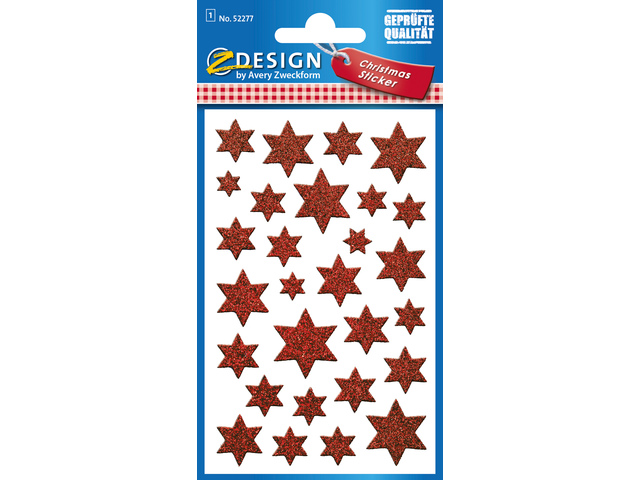 Etiket Z-design Christmas pakje a 1 vel rode sterren