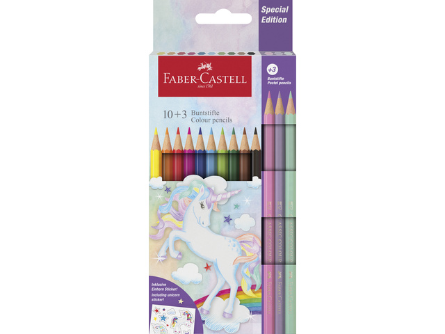 Kleurpotlood FC Unicorn zes- kantig 10 st. Kleuren+3 pastel