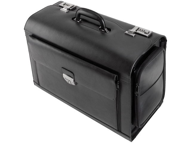 Pilotenkoffer Alassio VERONA echt leer zwart GSM hoes