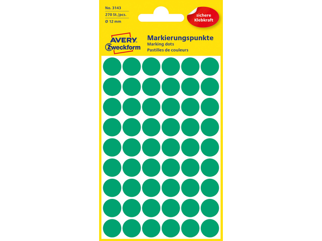Etiket Zweckform 12mm rond blister 5 vel a 54 et. groen