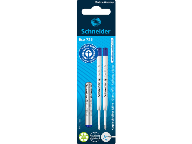 Balpenvulling Schneider Eco blauw 2 st. op blister