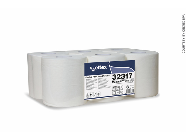 Poetspapier Celtex Centerfeed Midi 2-laags wit 108 meter