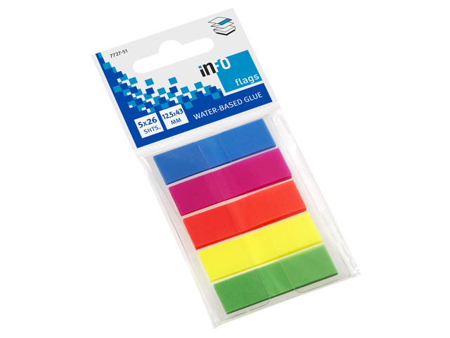 Info flags 12,5x43mm assorti blister à 5 kleuren blauw
