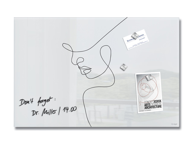 Glasmagneetbord Sigel Line Art 600x400mm 3magn.+bevestigingsm