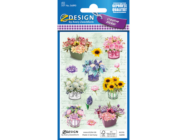 Papieretiket Z-design Creative pakje a 2 vel bloemen - AV-56890