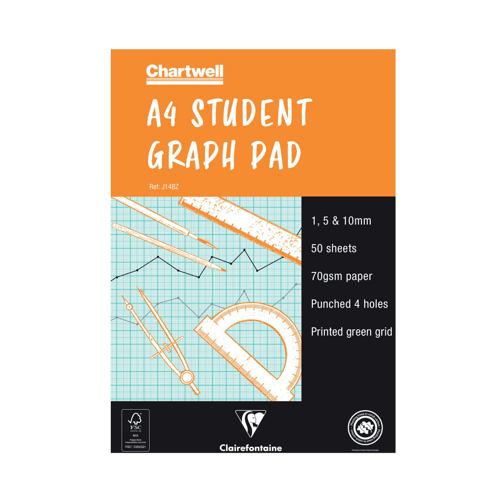 Chartwell millimetre paper A4 Student Graph mi Pad 1,5x10mm 50 vel 70g