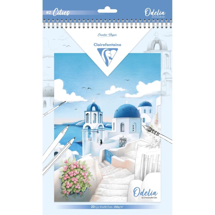 Clairefontaine Kleurboek ODELIA, BLOK 20BL A4 250G, STEDEN