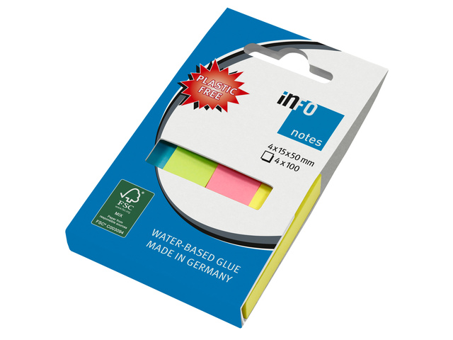 Info page marker 15x50mm 4 x 100 markers, 4 kleuren, FSC,