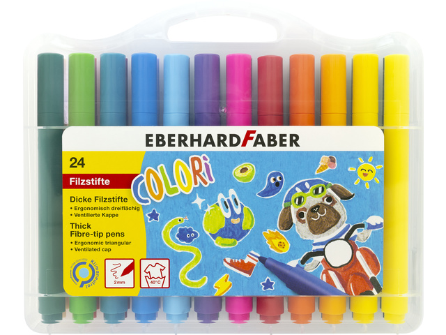 Viltstiften EFA Jumbo 2mm 24 kleuren in kunststof etui