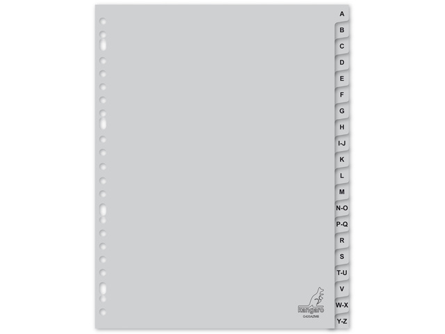 Tabblad Kangaro A4 letters PP 120 micron 23r. 20dlg grijs - G420AZMB