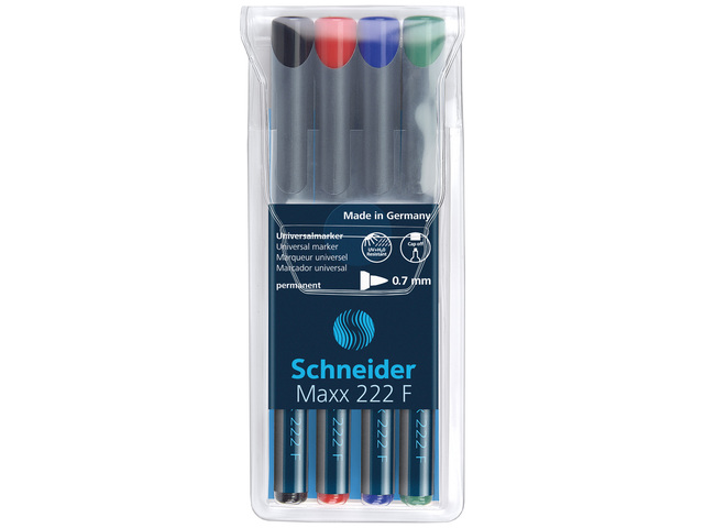Marker Schneider Maxx 222 F 0,7mm perm. etui a 4st. ass.