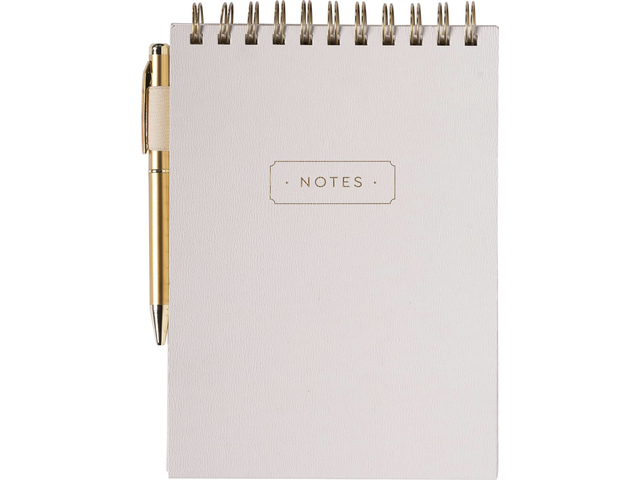 Notitieblok Eccolo spiraal met pen Ivory lijn ca.15x22cm 80gr