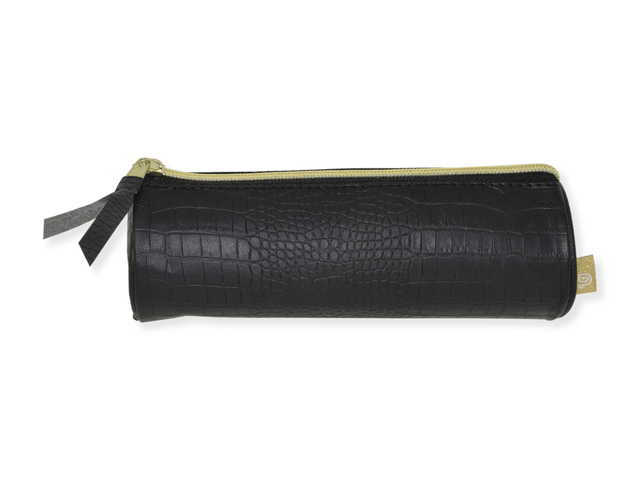 Etui Pure Croco rond zwart 20x6cm PU