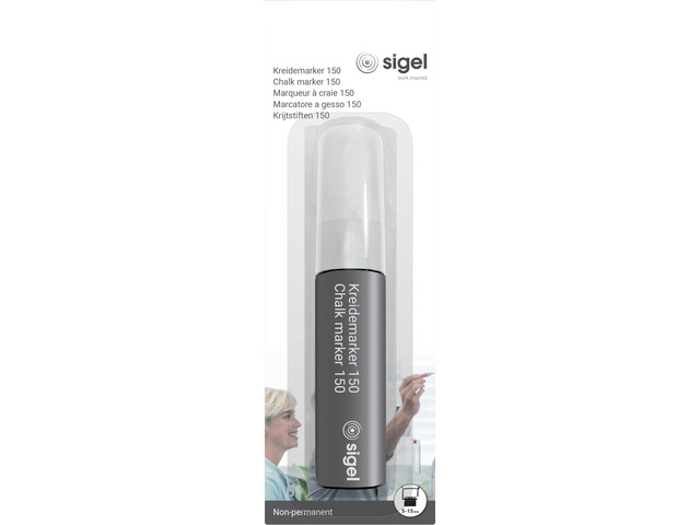 Krijtstift Sigel beitelpunt 5-15 mm wit 1 stuks