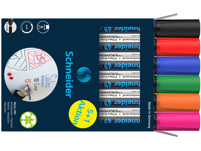 Boardmarker Schneider Maxx 290 assorti doos a 5+1 gratis