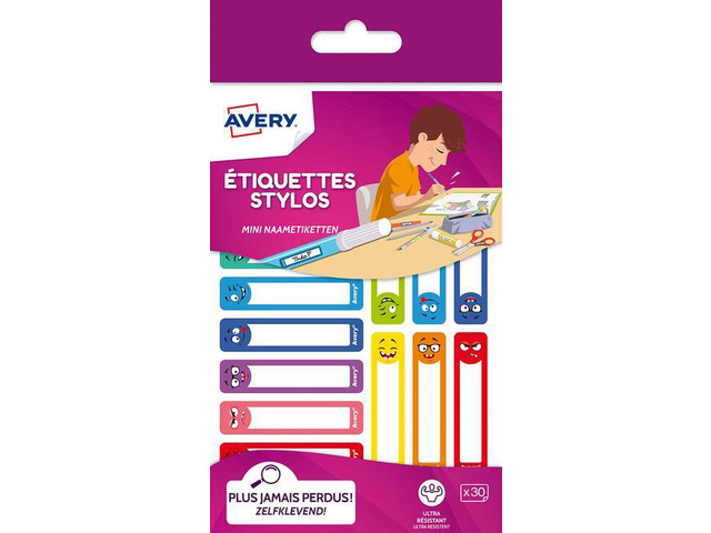 Naam etiket mini Avery 30stuks assorti Smiley Family