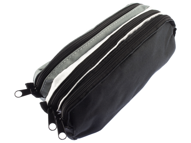 Etui Kangaro 3 vaks zwart/wit/grijs ca 25x9x11cm