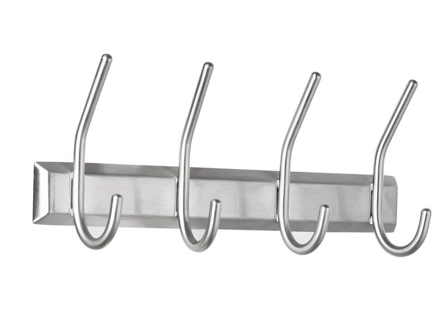 Wandgarderobe Alco zilver 4 haken incl. bev.materiaal