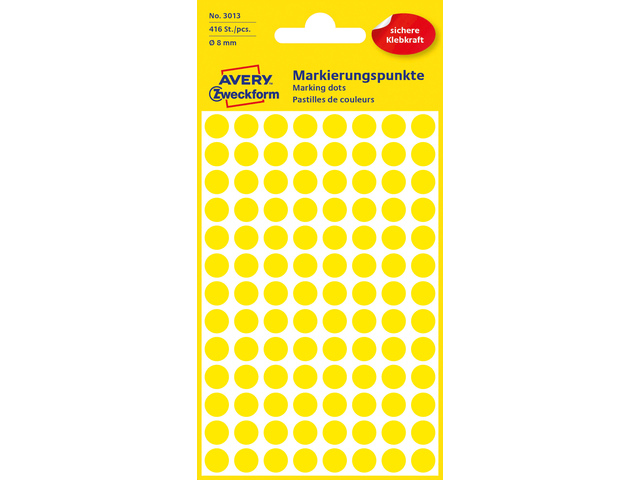 Etiket Zweckform 8mm rond blister 4 vel a 104 et. geel
