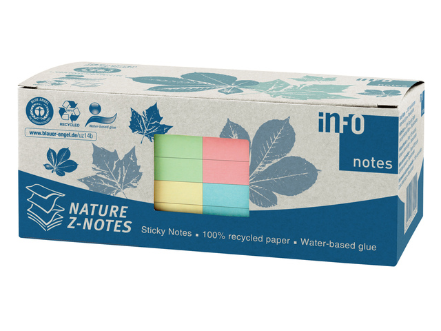 Info notes 75x75mm Z-Notes ass, nature, doos 12 blokken