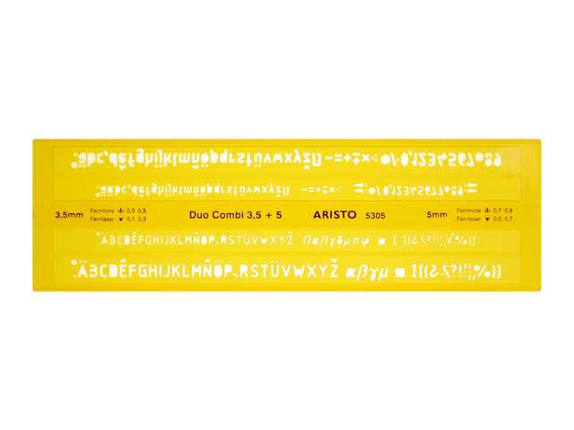 Lettersjabloon duo-combi 3,5/5 mm recht