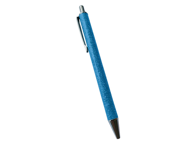 Balpen zilver, blauw of groen met glitters en drukknop