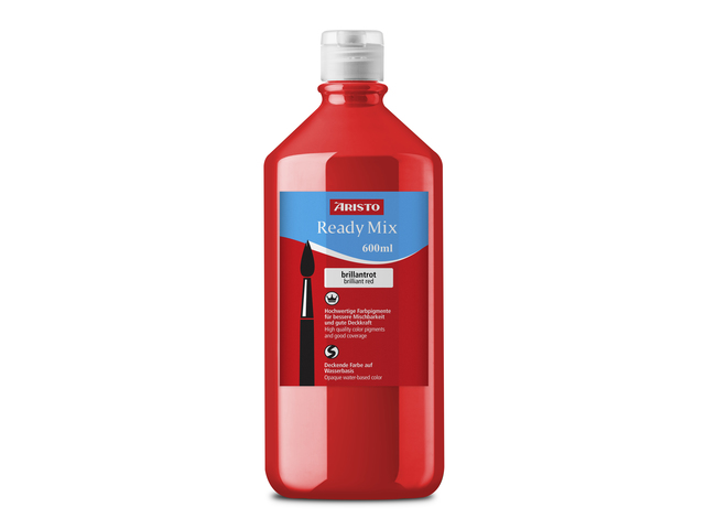 Verf Aristo Ready Mix 500ml briljant rood, op waterbasis