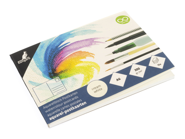 Postkaarten Kangaro aquarel blok 15 vel 300gr A6