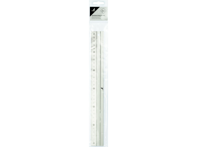 Liniaal Kangaro alumin. 30cm met rubber inleg in hang etui
