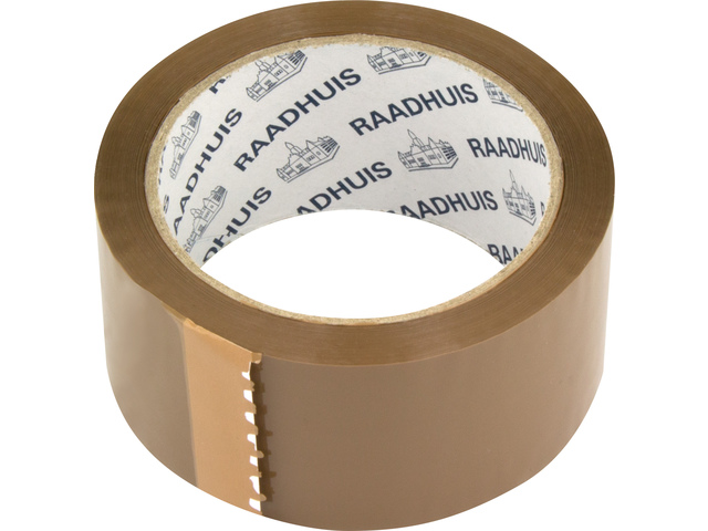 Verpakkingstape Raadhuis PP 48mmx66m bruin low noise