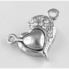 Magnetische sluiting hart met strass steentjes