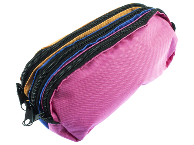 Etui Kangaro 3 vaks oranje/ blauw/fuchsia ca 25x9x11cm