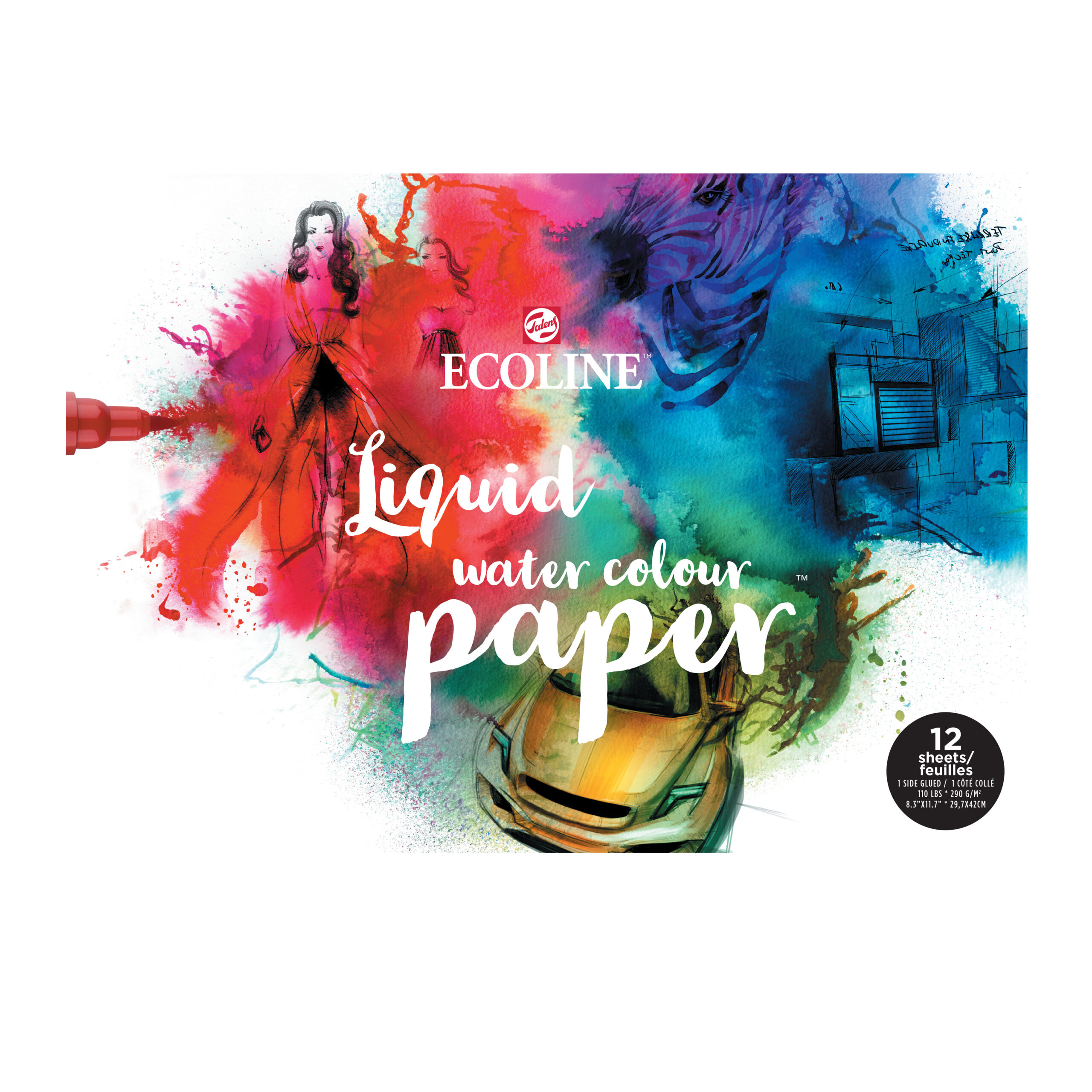 Ecoline Aquarelpapierblok | 29,7 x 42 cm (A3), 290 g/m², 12 vellen