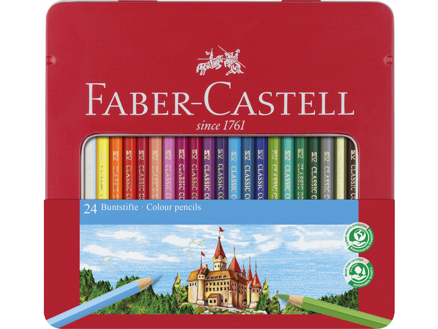 Kleurpotlood FC Castle zeskantig metalen etui à 24st.