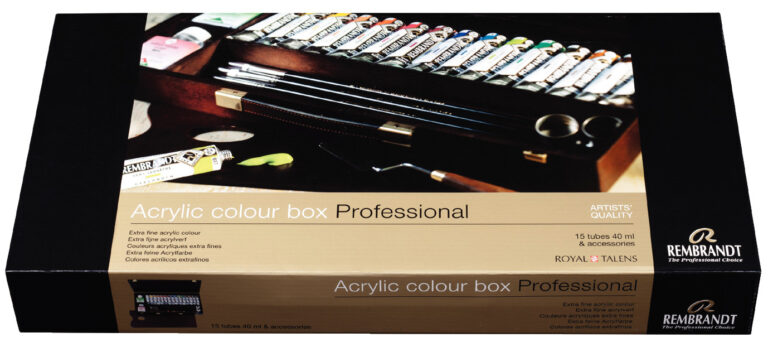 Rembrandt Acrylverf houten kist set Professional | 15 x 40 ml + accessoires