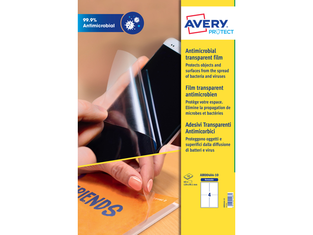Antimicrobiële beschermfolie Avery 139x99,1mm transp. - AV-AM004A4-10