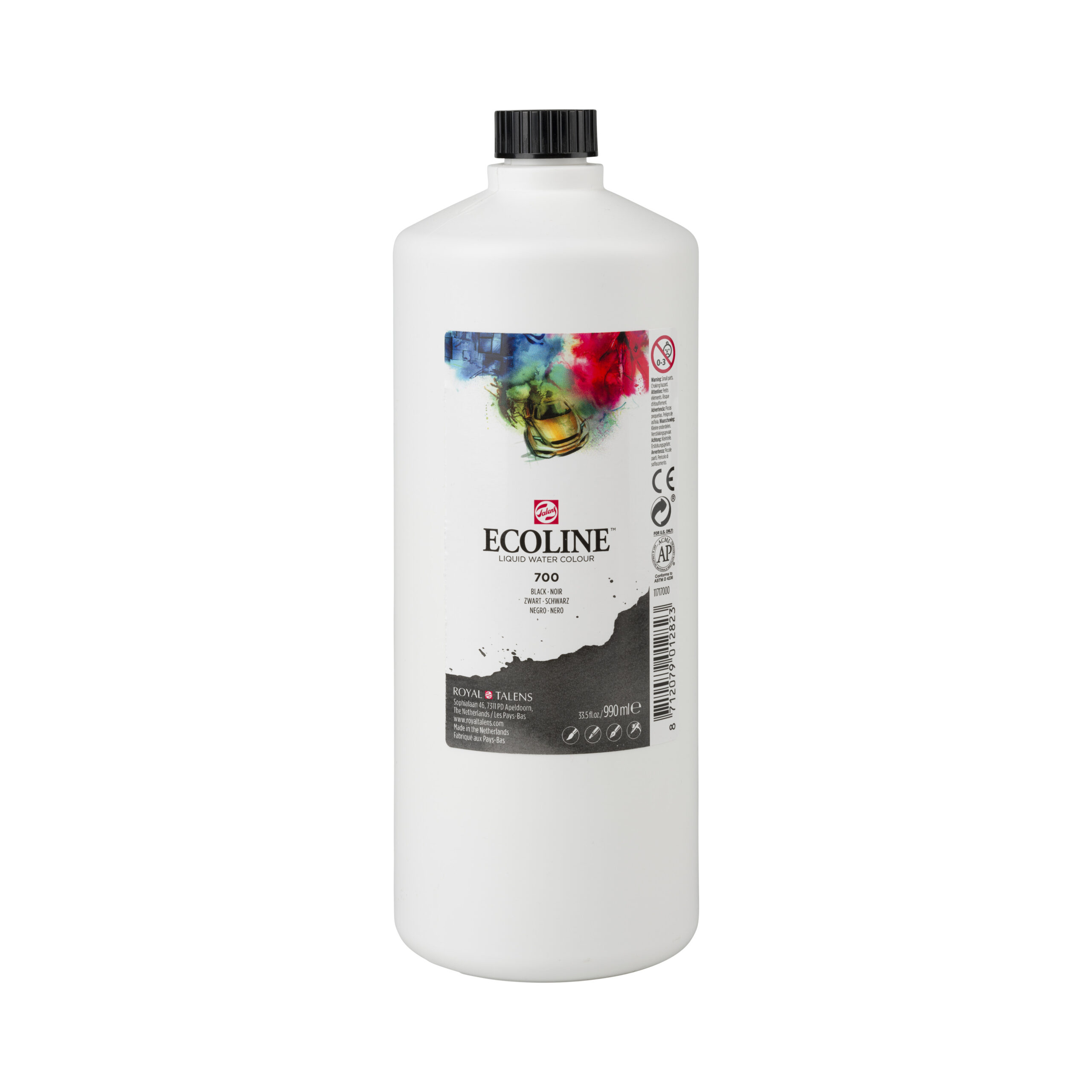 Ecoline Vloeibare Waterverf Fles 990 ml Zwart 700