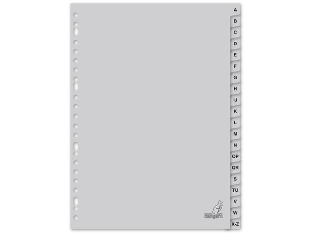 Tabblad Kangaro A4 letters PP 120 micron 23r. 20dlg grijs - G420AZM