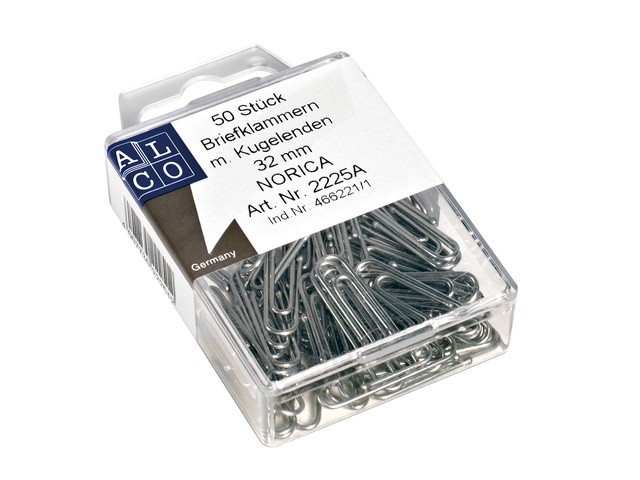 Paperclips Norica 32mm ver- zinkt met kogeleind hangdoos a