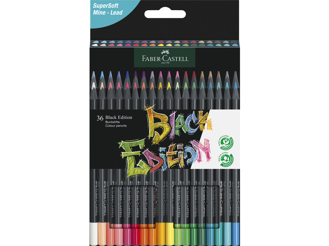 Kleurpotloden Faber-Castell Black Edition in kartonnen etui á 36 stuks