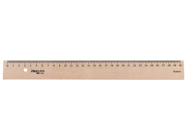 Liniaal Aristo 30cm hout met metaalinleg