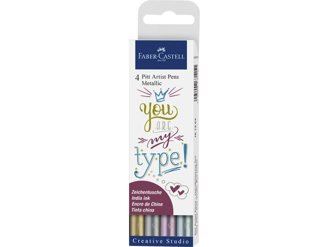 Tekenstift FC Pitt Artist Pen metallic 4-delig etui