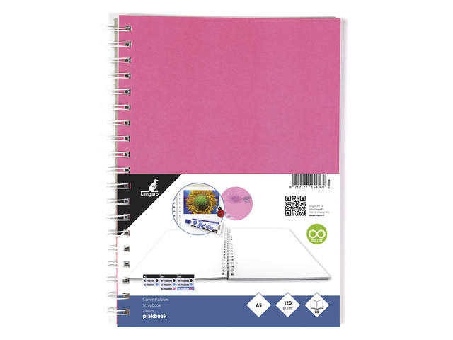 Plakboek Kangaro A5+ 120grs 40 vel voorkant roze