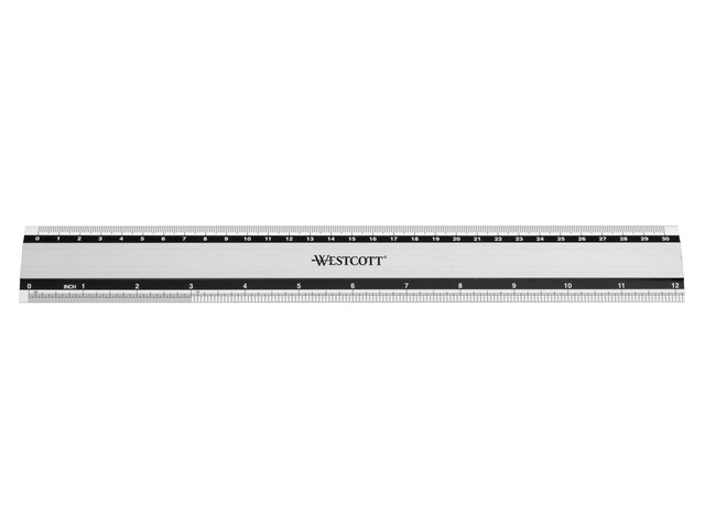 Liniaal Westcott aluminium 30 cm met anti-slip