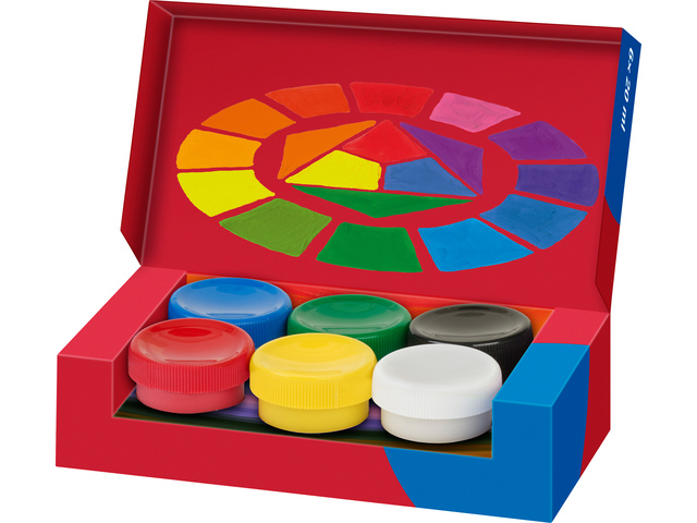 Tempera-Gouache verf FC 6 kleuren potjes á 20ml