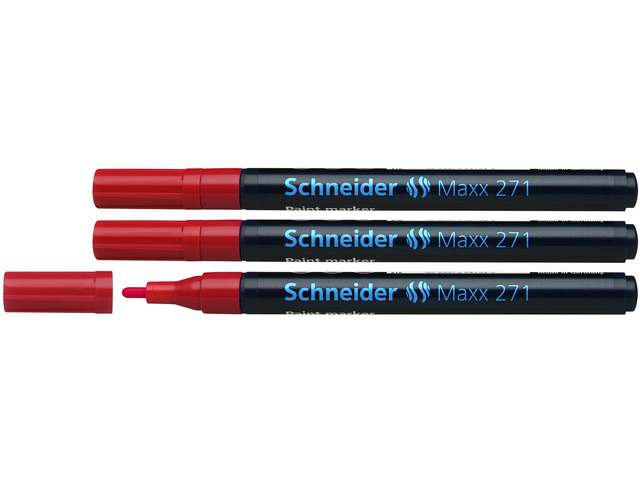 Lakmarker Schneider Maxx 271 1-2 mm rood set van 3